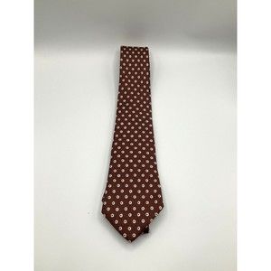 VTG Yves Saint Laurent 100% Silk Floral Tie Brown White Retro Preppy 56 x 3.5